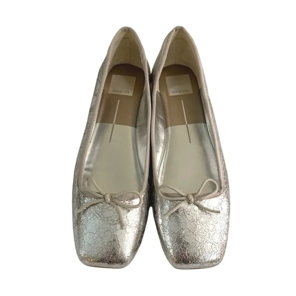 New without box dolce vita silver distressed leather anisa ballet flat size 9